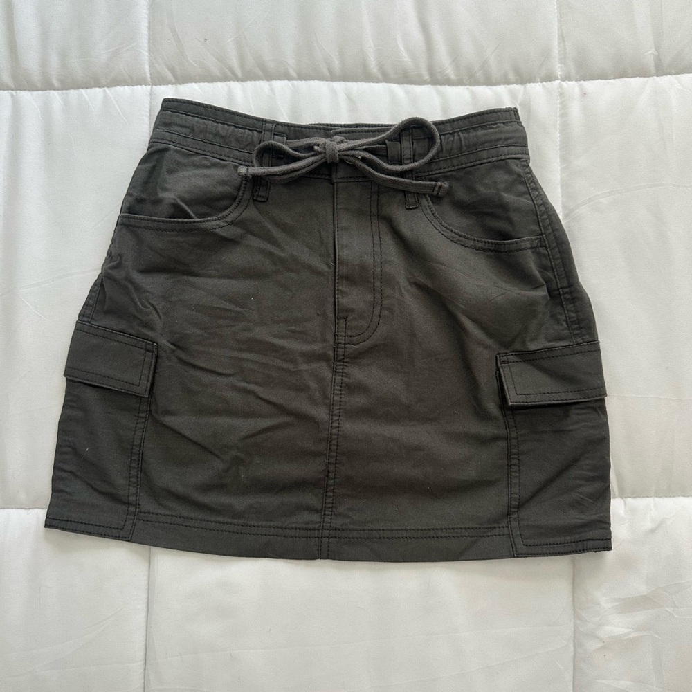 Hollister Gray Cargo Mini Skirt Tie Front Casual